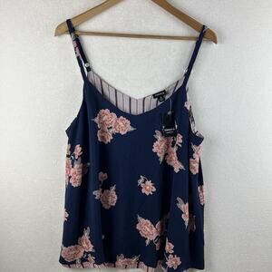 Torrid Shirt Womens 0 Blue Floral Tank Top Blouse NWT